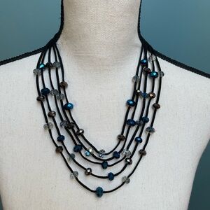 Black and Blue Beaded Necklace